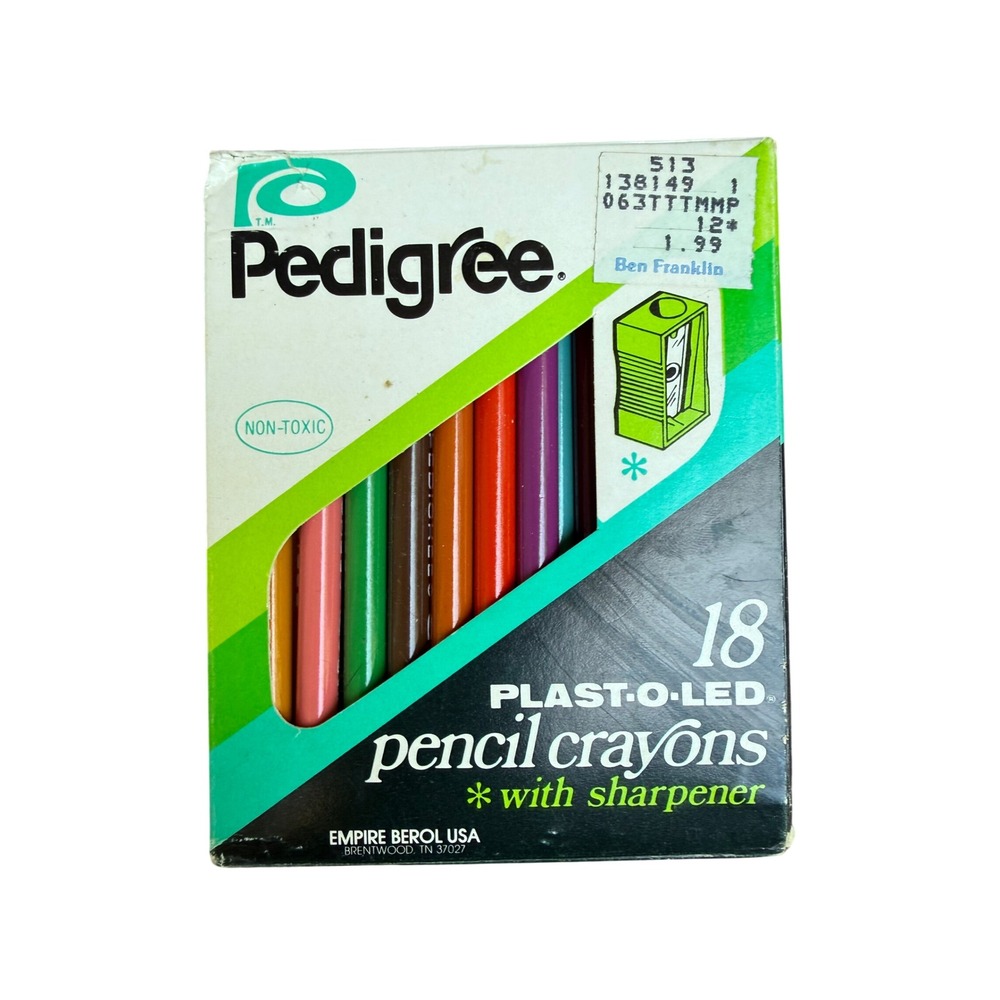 Pedigree vintage Colored Pencils 16 of 18 Vintage 1974 w/ Sharpener plasto led